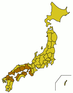 Les préfectures bordant la mer intérieure de Seto