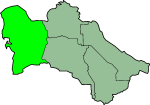 Carte du Turkménistan mettant en évidence la province de Balkan