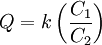 Q = k \left( \frac{C_1}{C_2} \right)