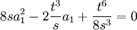  8sa_1^2 - 2\frac{t^3}{s}a_1 + \frac{t^6}{8s^3} = 0 ~