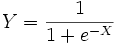 Y=\frac{1}{1+e^{-X}}\quad