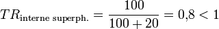 TR_{\text{interne superph.}}= \frac{100}{100+20}= 0,\!8 < 1