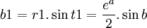  b1 = r1.\sin{t1} = \frac{e^{a}}{2}.\sin{b}