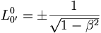 L_{0'}^{0}=\pm\frac{1}{\sqrt{1-\beta^2}}