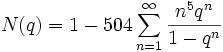 N(q)=1-504\sum_{n=1}^\infty \frac {n^5q^n}{1-q^n}