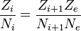 \frac{Z_i}{N_i} = \frac{Z_{i+1}Z_e}{N_{i+1}N_e}