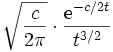 \sqrt{\frac{c}{2\pi}} \cdot \frac{\mathrm{e}^{-c/2t}}{t^{3/2}}\!