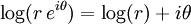 \log(r\,e^{i\theta})=\log(r)+i\theta